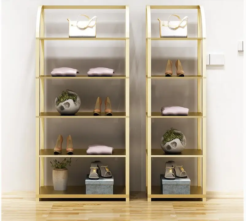 Wanjian kleding store display stand goud plank multi-layer schoen etalage vloer zak vijf-layer opbergrek ruimte Wanjian kleding store display stand goud plank multi-layer schoen etalage vloer zak vijf-layer opbergrek ruimte