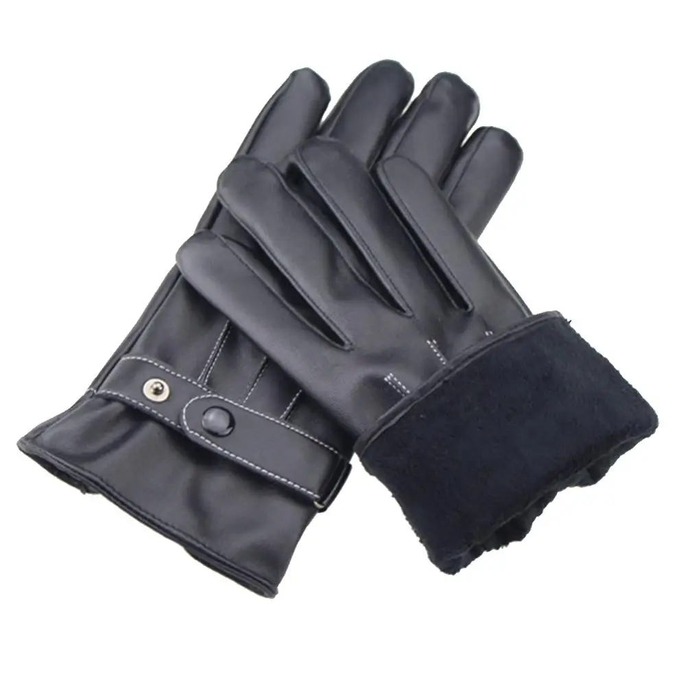 Leather Motorcycle Fleece Gloves Touch Screen Men Women Driving Thickened Gloves Camping and Hiking Accessories