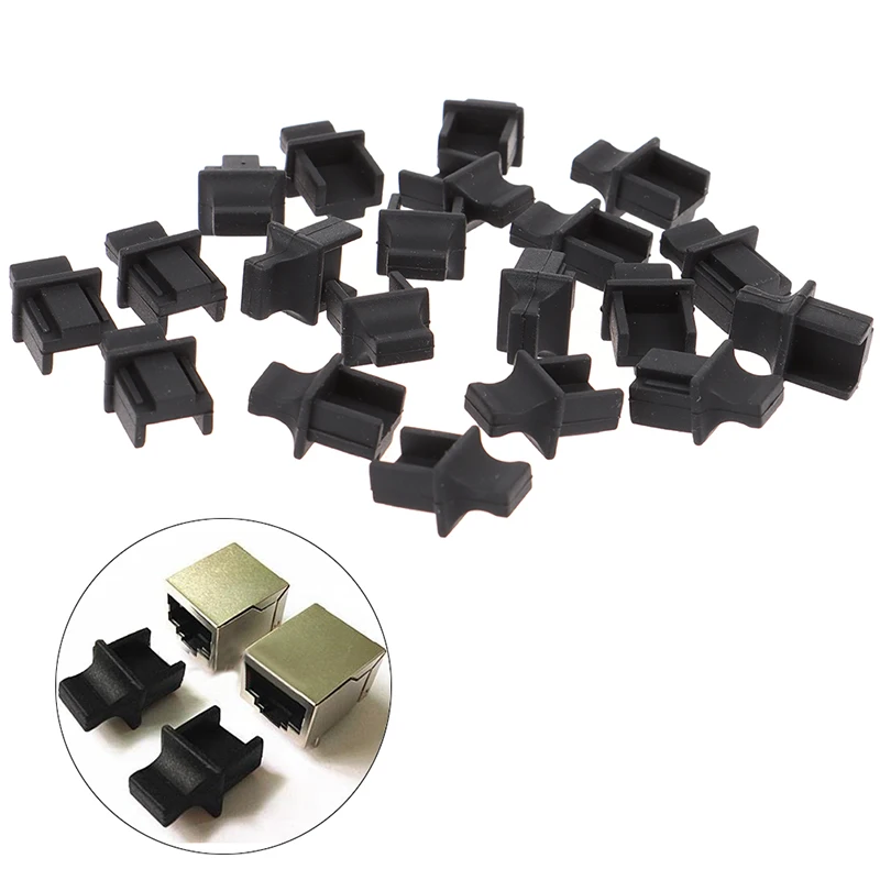 20pcs RJ45 Protective Soft Rubber Cover Network Connector End Cover Router Connection End Dust Plug