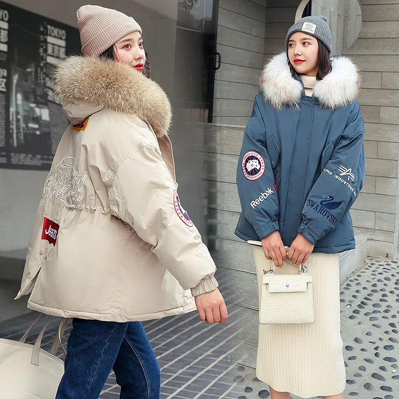 

Cotton-padded Clothes Women's Mid-length 2019 New Style Winter Korean-style Fashion Loose down Jacket Cotton-padded Clothes Embr