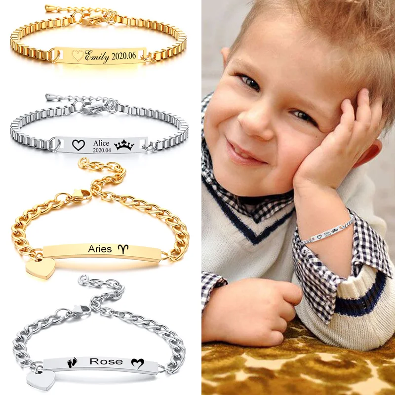 Details about   Personalized Baby unisex ID Bracelet Name Bar Bracelet stainless steel Gift 