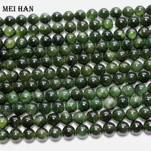Meihan натуральный А+ русский жадеит 6-6,5 мм Гладкие Круглые бусины для изготовления ювелирных изделий Модный браслет с камнями ожерелье