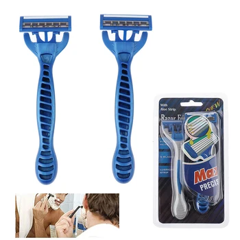 

2Pcs/pack Replaceable Straight Safety Razor 5 layers Razor Blades With 1 Handle Men's Shaver Razor Blades Face Care Tool