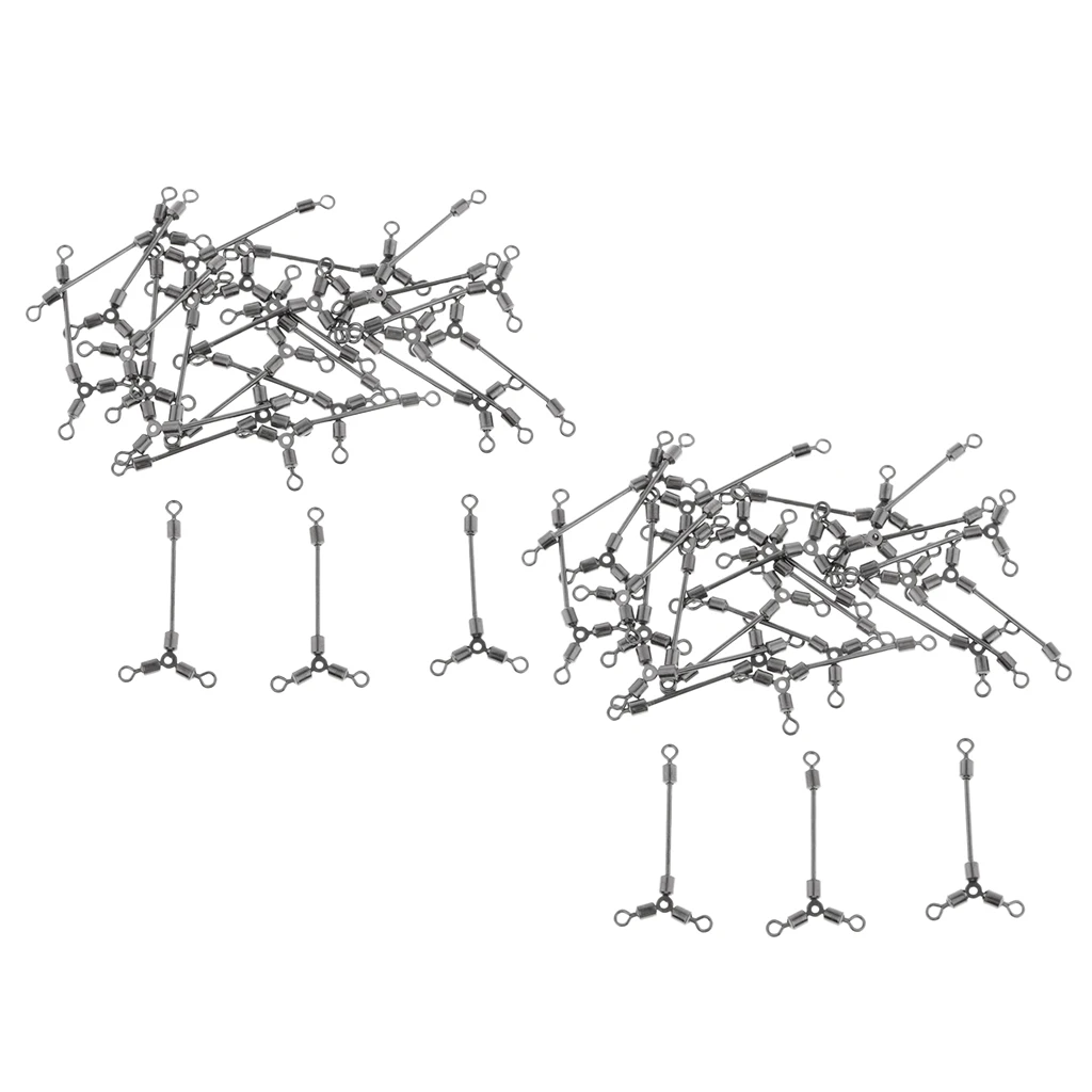50 шт. 3 Way Rolling Вертлюги защелки Твердые Rig кольцо рыболовные приманки разъемы