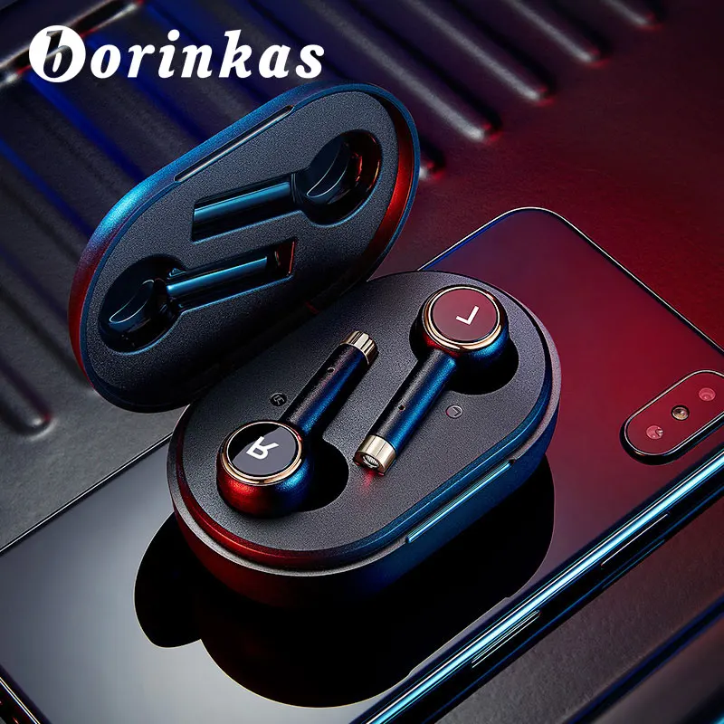 TWS стереонаушники Borinkas с поддержкой Bluetooth 5 0 и двумя микрофонами|Наушники