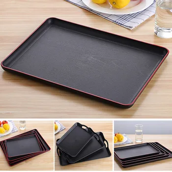 

Newly Serving Tray Rectangular Plastic Tray Food Serving Trays Anti-slip Scratch-resistant TE889