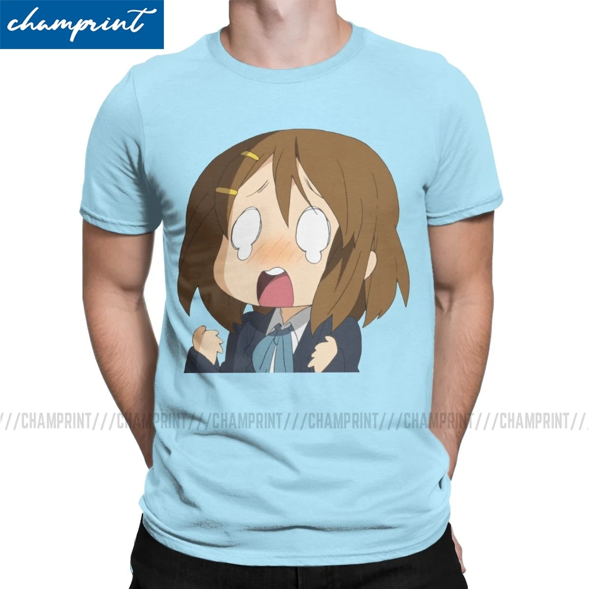 Yui Hirasawa K-On T Shirts for Men Pure Cotton Vintage T-Shirts Round Collar Japan Music Anime Tees Short Sleeve Tops Gift Idea | Мужская