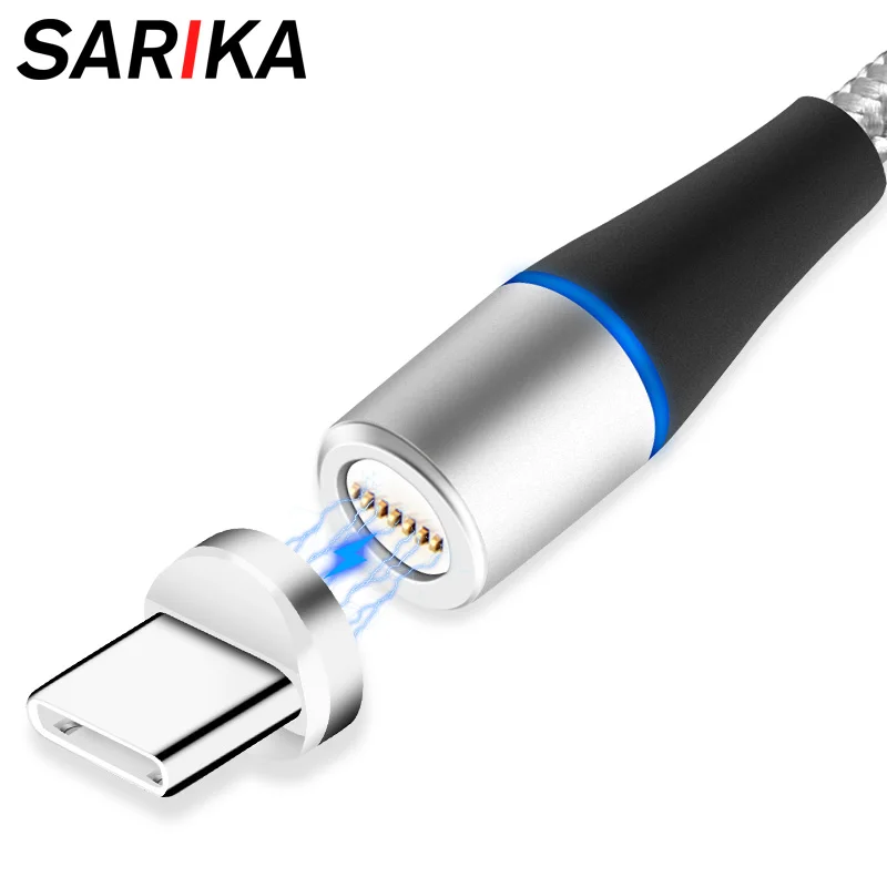 Магнитный зарядный кабель Sarika 3A 360 usb type C для мобильного телефона samsung huawei Xiaomi