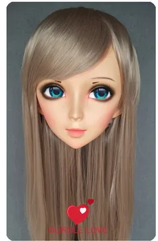 شراء (DM177) جميل الحلو فتاة الراتنج نصف رئيس قناع كيجورومي مع BJD عيون تأثيري انمي ياباني دور لوليتا قناع Crossdress دمية