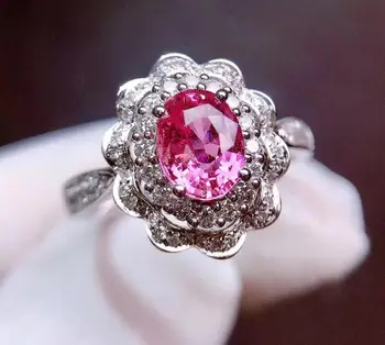 

Pink Sapphire Ring Real Pure 18 K Natural Pink Padparadscha Sapphire Gemstones 1.05ct Diamonds Stone Female Ring