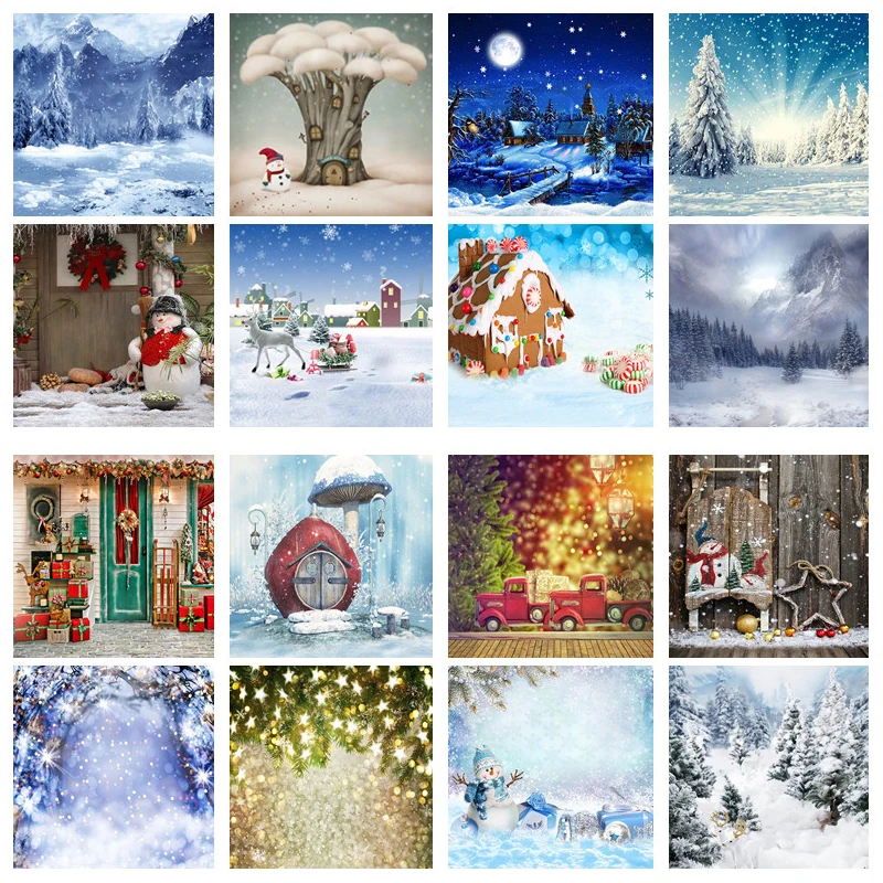 

Зимний фон для фотосъемки Рождественское украшение Лес Снег сверкающие точки Снеговик ребенок душ фото фон фотозона