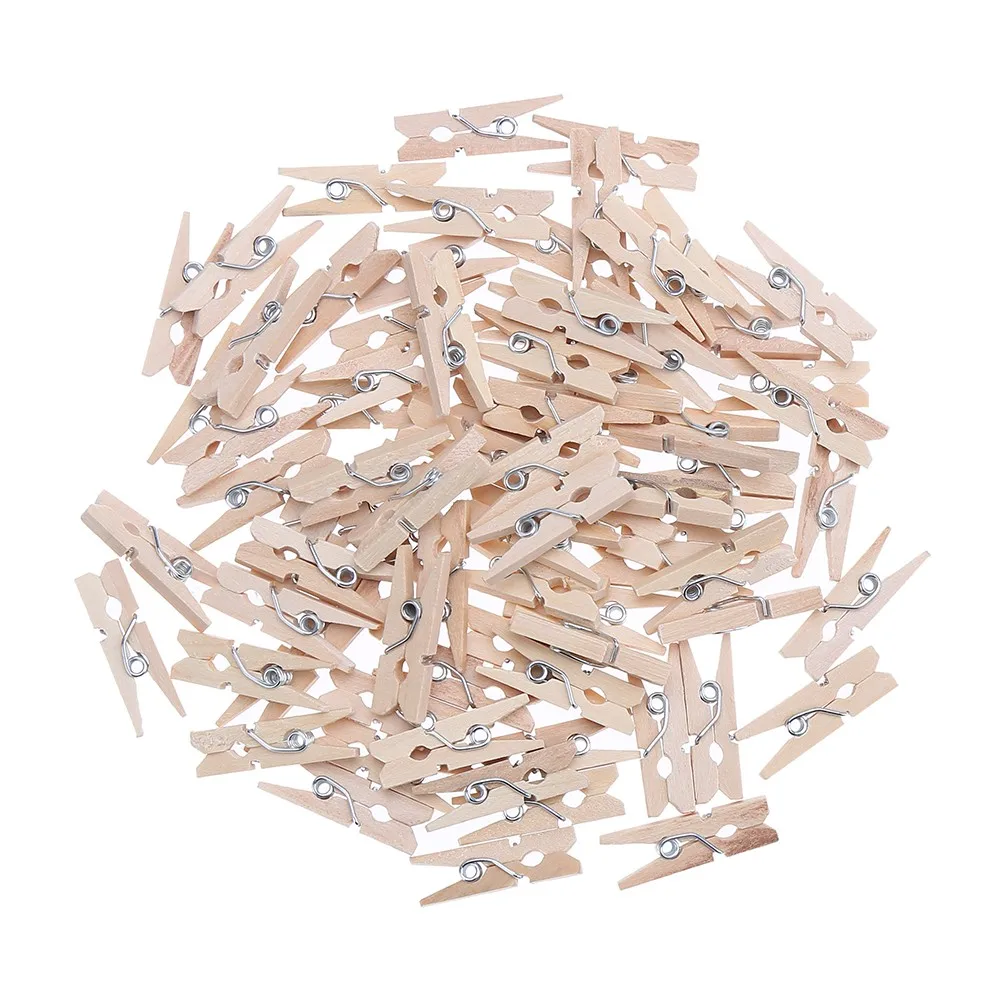 

50 Pcs small size 25mm*3mm Useful Mini Wooden Clothes Photo Paper Peg Clothespin Craft DIY Clips