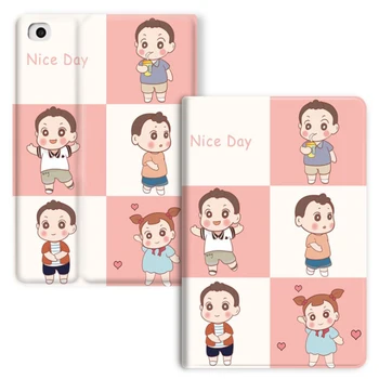 

For iPad Air 1 Air 2 Case Cartoon Boy girl PU Silicone Soft Back Tablet Cover For Apple iPad 2017 2018 Flip smart stand Case
