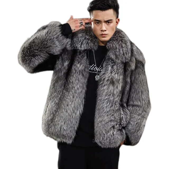 Leather Fur Silver Fox Fur | Imitation Fur Jacket | Men's Leather Coat -  New Fox - Aliexpress