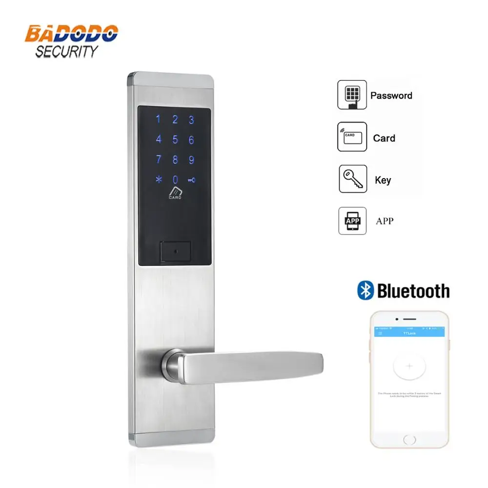 

Bluetooth TTLock remote control password card door lock electric code lock with mechanical key for access control