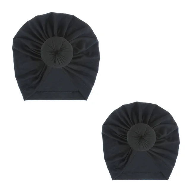 Fashion Mommy and Baby Cotton Round Ball Flower Hat Women Caps Girls Newborn Turban Knot Kids Adult Headwear Hair Accessories 2pcsmom and baby