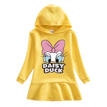 Модные осенние детские платья для девочек, толстовка с капюшоном с изображением утки, платья маленькая девочка, костюм принцессы, милая одежда, Vestidos, детская одежда