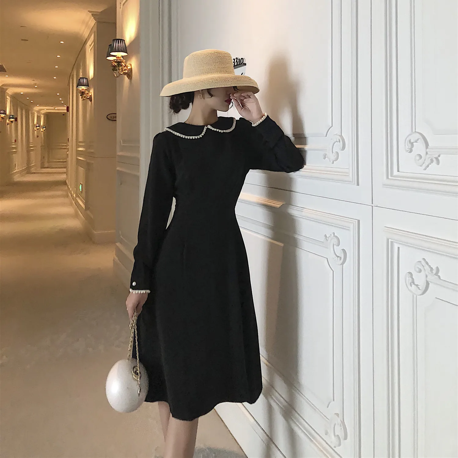 

Dress 2019 Autumn New Products Debutante WOMEN'S Dress Elegant Fashion Slim Fit Long Sleeve A- line Skirt