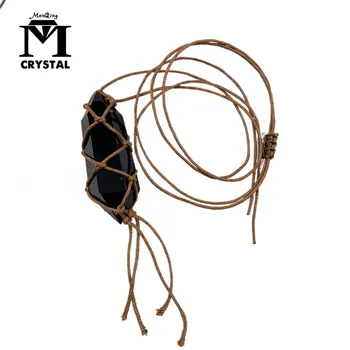 

Natural Crystal Hexagonal Pointed Reiki Pendant citrine obsidian clear pink Quartz stone healing necklace for woman and man