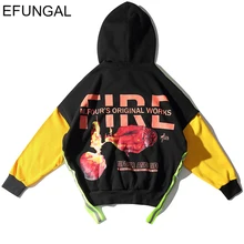 EFUNGAL, креативные толстовки с принтом огня, Мужская Флисовая зимняя уличная одежда с капюшоном, цветной пуловер в стиле хип-хоп, толстовки с капюшоном Harjauku