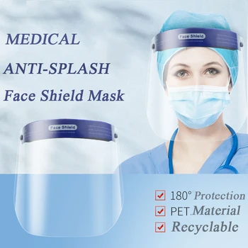 

10/5PCS Transparent Face Shield Splash-proof Adjustable Protective Cover Mask Full Face Shield Hat Clear Masks Anti-Fog Droplets