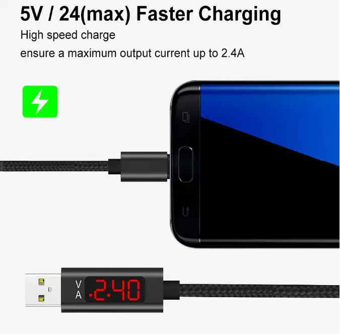 Egeedigi D-Line2 Напряжение Ток дисплей синхронизации данных USB кабель системы освещения 8Pin Micro type C Usb C для iPhone samsung huawei