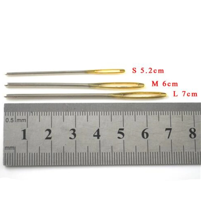 DIY Швейные Needles18pcs/7/6/5,2 см; 3 размера; большая кожаная шкатулка ручной швейные иглы Золотая игла вышивка гобелены домашний шерсть