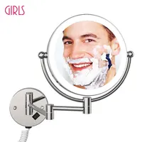 Led Wall Mounted Bathroom Mirror 8 Inch 5X Magnifying Illuminated Makeup Mirror EU/US Plug Bath Vanity Cosmetic Mirror 1