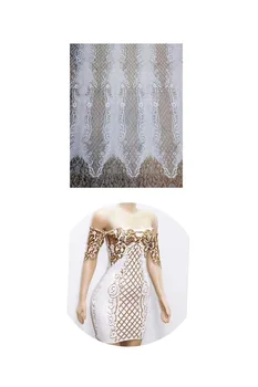

Hot sale women dress cloth wonderful luxury design sequins lace fabric french net mesh lace fabric for wedding dress J20661