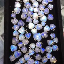 Натуральный лунный камень, синий светильник, сердце, любовь, бусина, ожерелье, одна подвеска, 18x17 мм, драгоценный камень, для женщин и мужчин, любовь, кристалл, исцеление, AAAAA