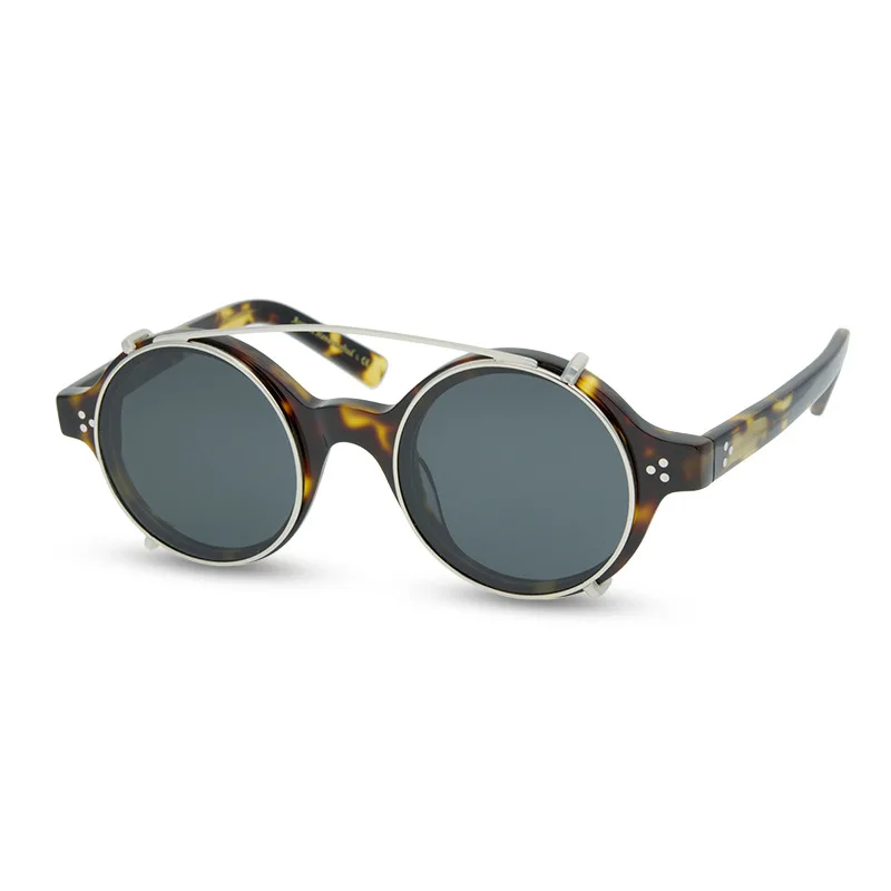 

2020 Acetate Polarized Sunglasses Men Women Vintage Clip on Sunglasses Brand Designer Retro Round Sun Glasses Male UV400 Eyewear