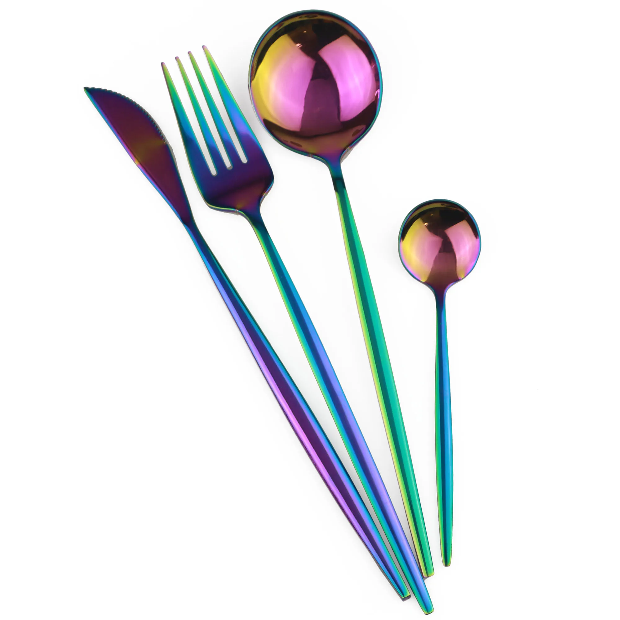 Juego de vajilla multicolor de acero inoxidable con espejo dorado rosa y negro, 4 unids/set, cuchillo de cena, tenedor, vajilla, envío directo|Juegos de vajilla| - AliExpress