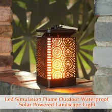 Винтажный светильник для патио, ландшафтный светильник, имитирующий пламя, автоматический, на солнечной энергии, для сада, кемпинга, двора, подвесной, открытый, водонепроницаемый