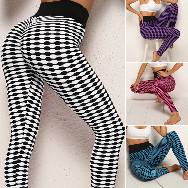 

New High Waist Leggings Women Fitness Clothes Slim Ruched Bodybuilding Women's Pants Athleisure Female Plaid Sexy Leggings S-XL