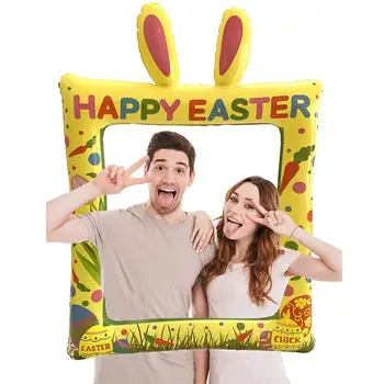 

1/2pc Inflatable Easter Photo Frame Rabbit Pattern Photo Booth Prop Unique Party Selfie Supplies Decoration For Easter Party