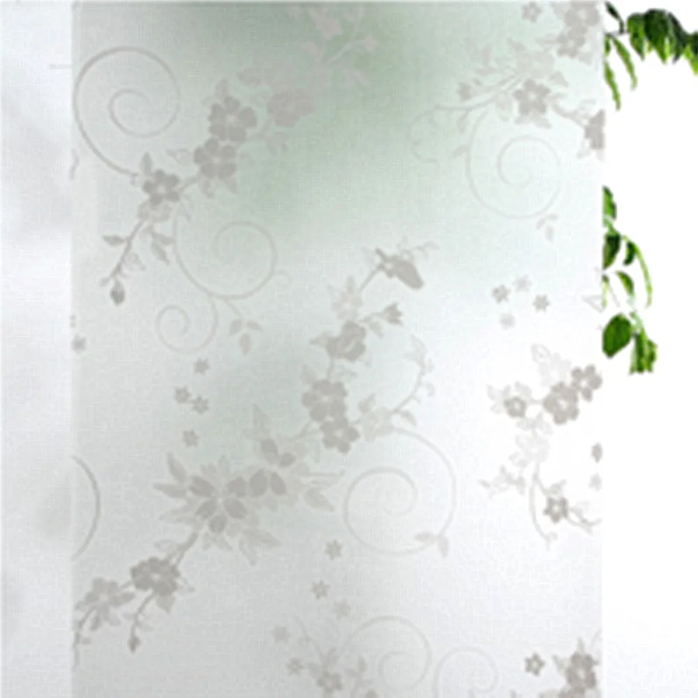 

New 45x100cm Frosted Glass Window Plum Floral Flower Sticker Film Office Decor