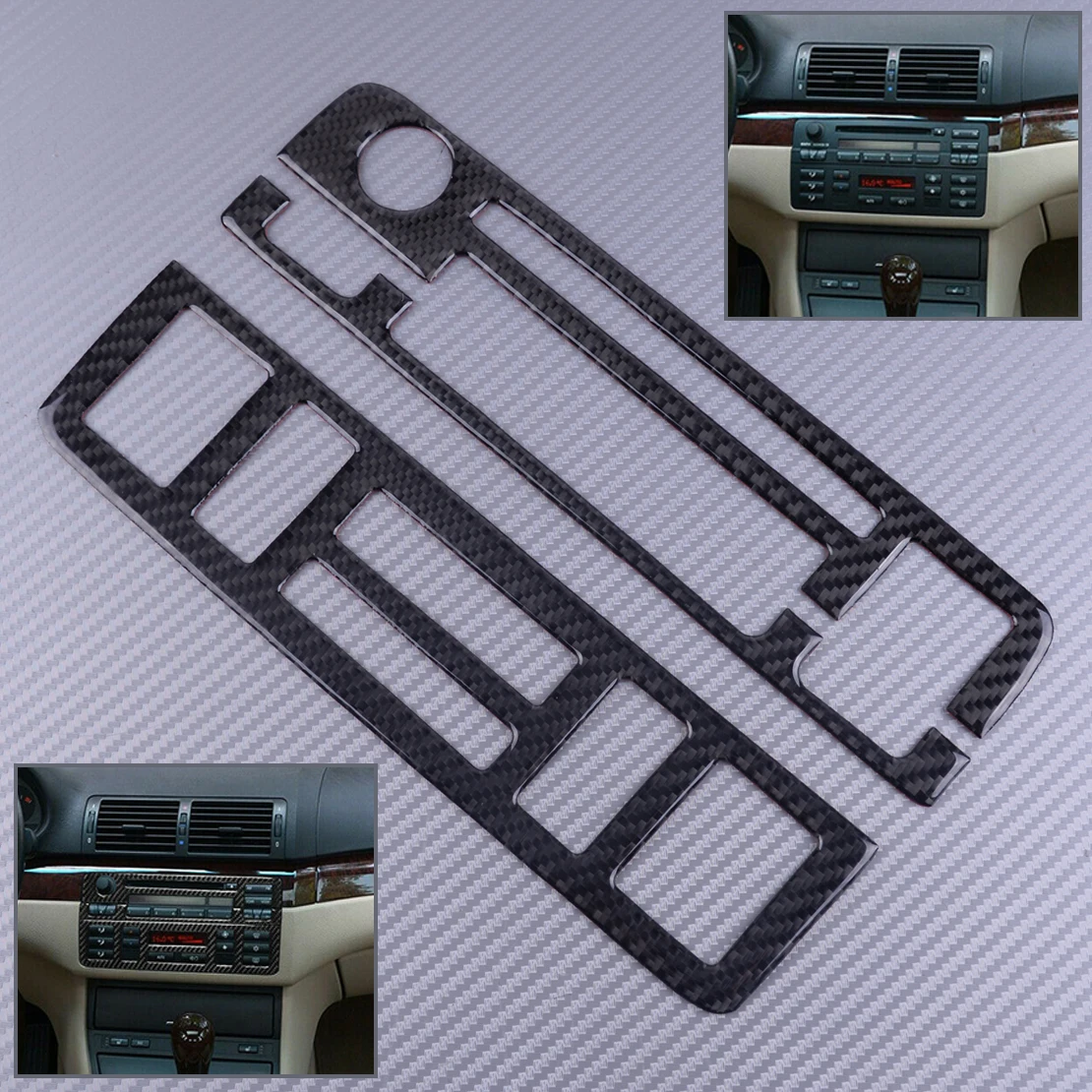 DWCX Console CD&ampAC Panel Trim Frame Sticker Cover Fit for BMW 3 Series E46 4 Door 1998 1999 2000 2001 2002 2003 2004 2005 2006 |