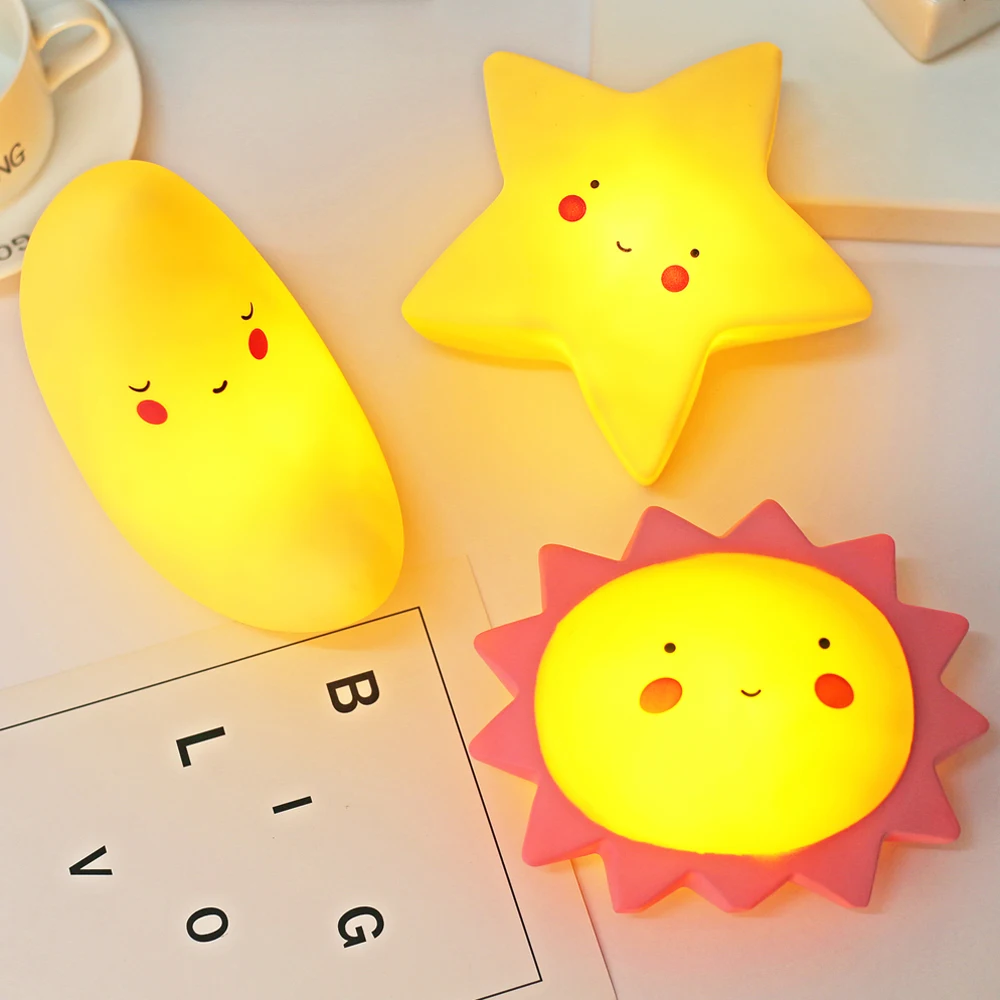 

New Star Moon Smiley Face LED Night Light Table Lamp Christmas Party Home Baby Room Decoration Lamp Feeding Lighting