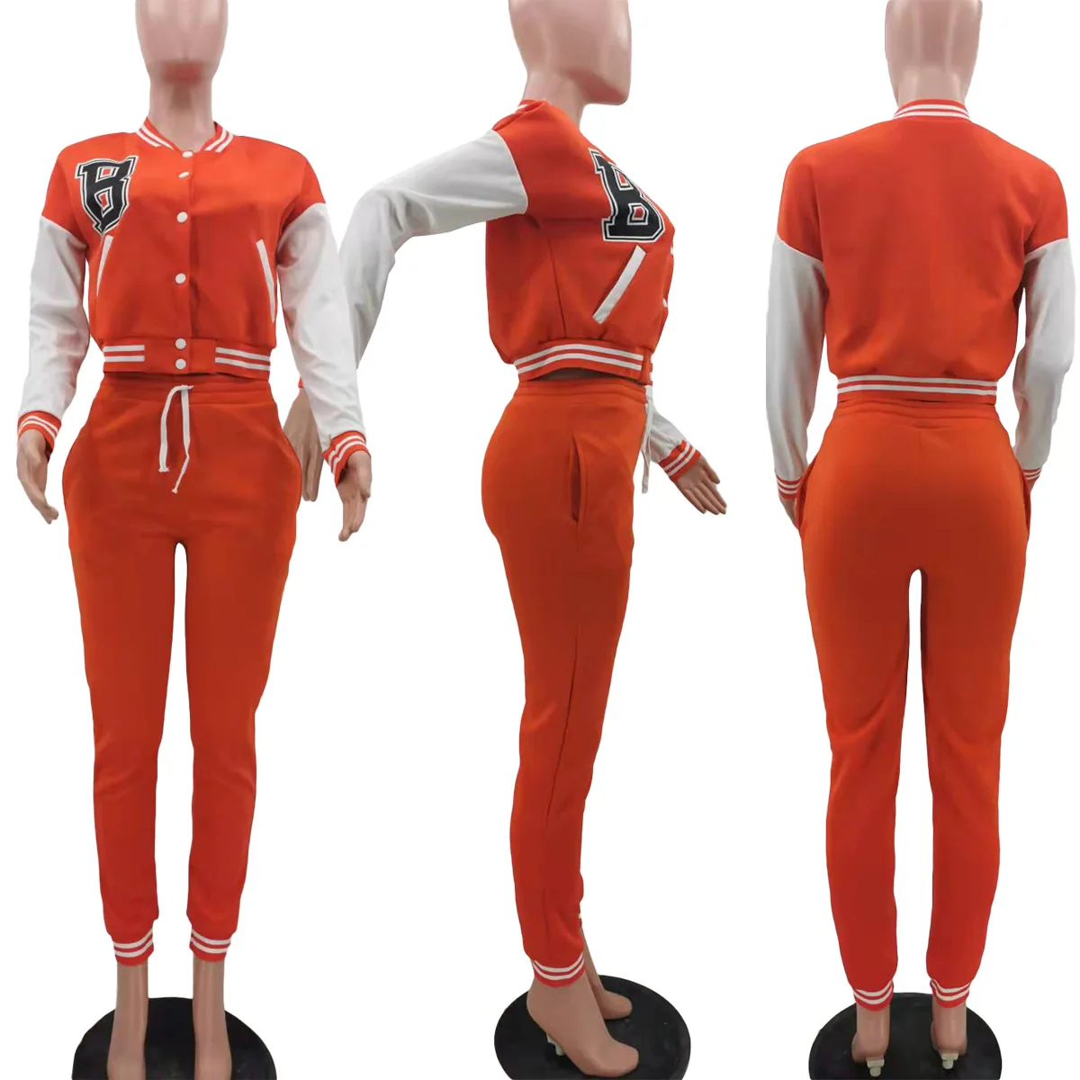 plus size dressy pant suits Adogirl Casual Baseball Jurk Two Piece Set Autumn Women Tracksuit Long Sleeve Top + Slim Pants Matching Outfits Streetwear skirt suit set