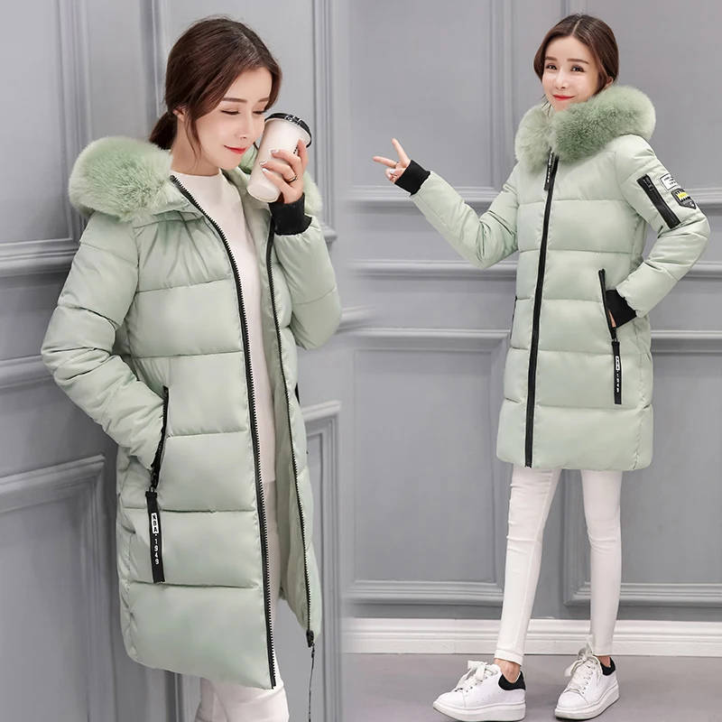Зимние Для женщин куртка Новая модная теплая куртка Для женщин парки меховой воротник с капюшоном размера плюс, зимнее пальто Для женщин
