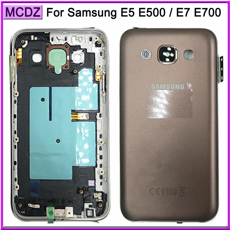 E5 крышка батареи для samsung Galaxy Grand DUOS E5 E500F/E7 E700 задняя крышка задняя пластиковая дверь полный корпус Чехол часть