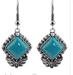 

ek82-30------ Drop Dangle Earring 1 Pair Natural Stone Jewelry Factory Price Vintage Look Antique Silver wholesale