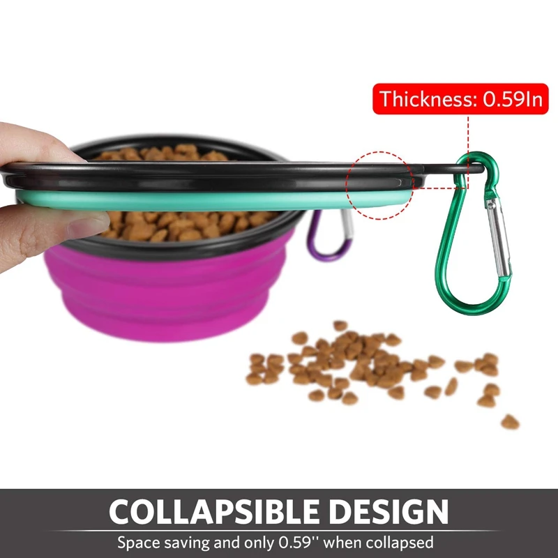 Складная миска для собак [6-Pack] дорожная портативная миска для собаки(12 Oz) силиконовая складная миска для путешествий/миска для еды для домашних животных/миска для воды для кошек/силикон