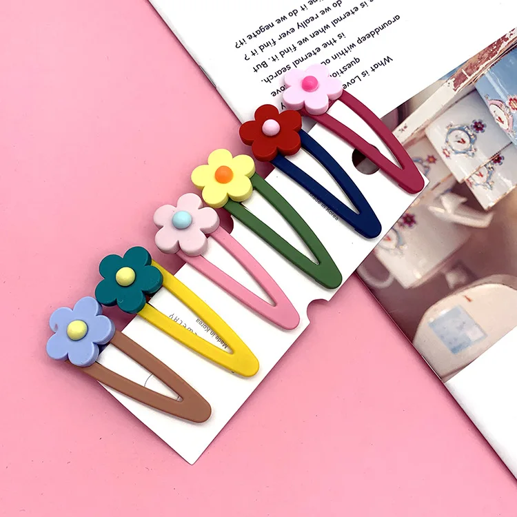 

Lovely GIRL'S Sweet Weep Yafeng Contrast Color Cute Flower Barrettes Versatile BB Clip Simple Polymer Clay Hair Accessories
