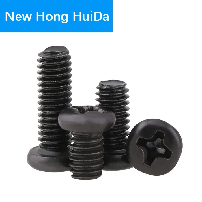 

M1 M1.2 M1.4 M1.6 M1.7 Phillips Cross Recessed Pan Head Machine Screw Metric Thread Round Head Bolt Steel Black