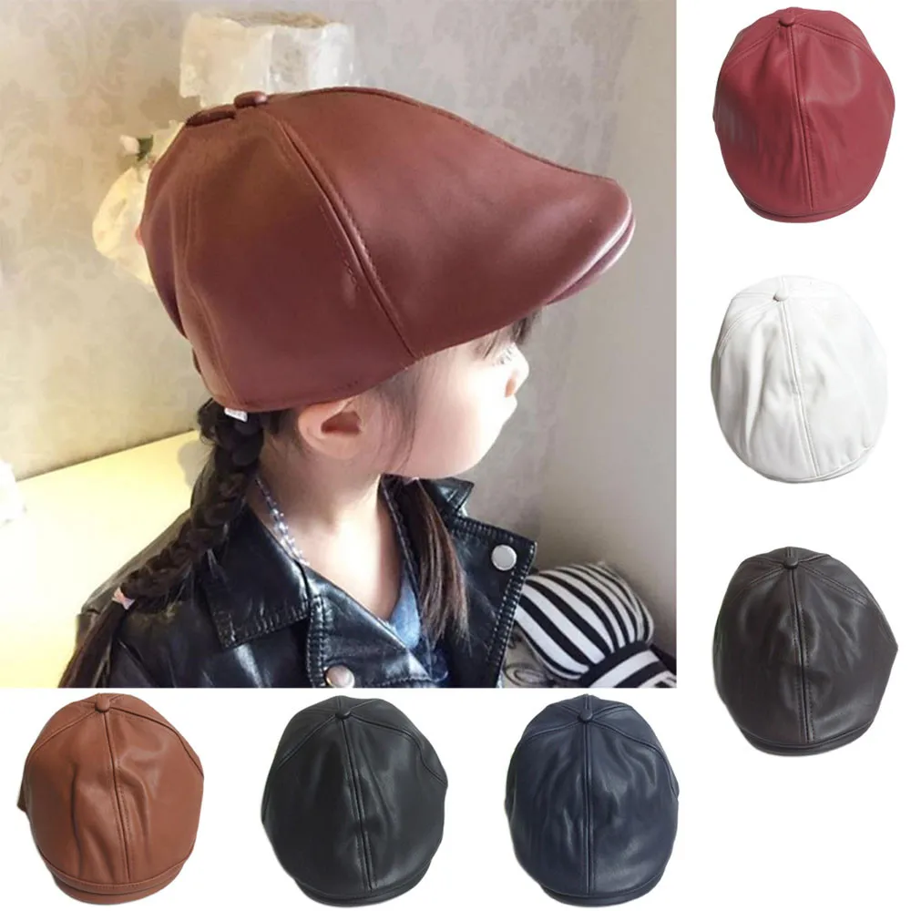 kids leather cap