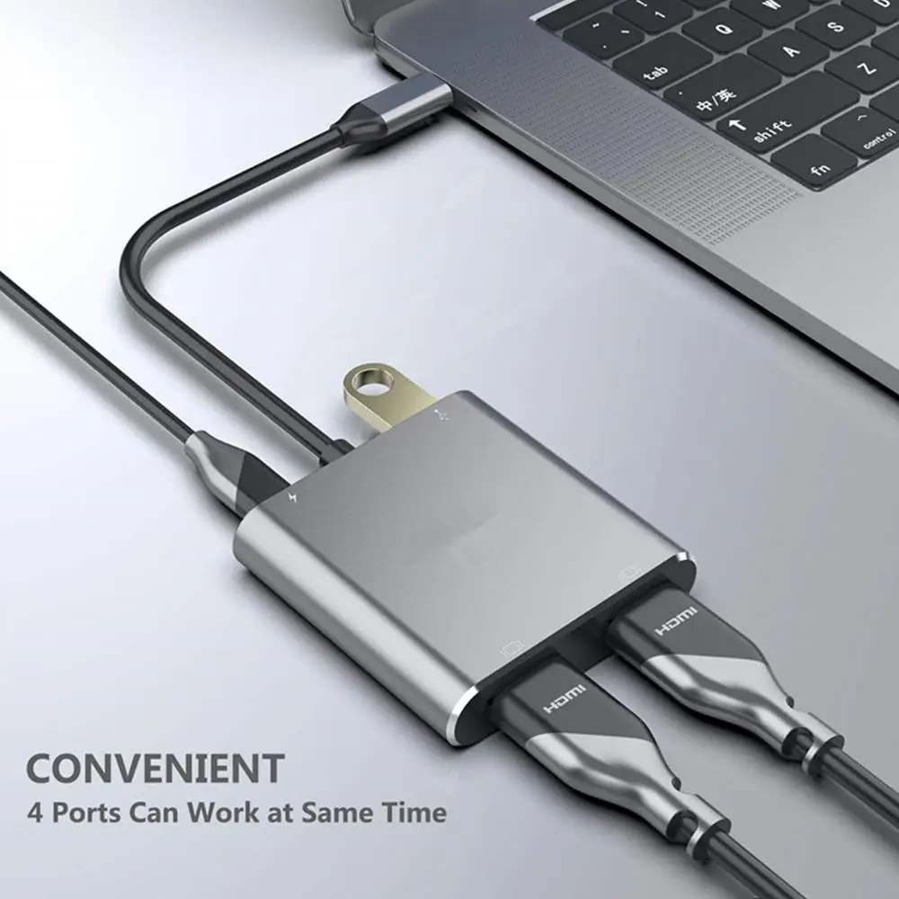 Адаптер Type C 4K USB к двойному HDMI-совместимому 3 0 PD зарядный кабель-конвертер для MacBook