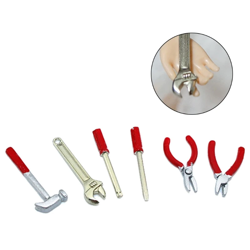 Tools Mini Hammer Wrench Screwdriver Scissors 6Pcs/set Dollhouse Miniature Simulation DIY Crafts Accessories kids repair toys plastic construction toys kids construction toys kids pretend play set kids educational toys home repair toys model assembly tools