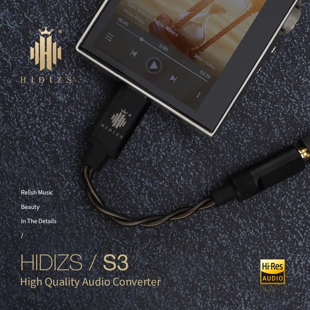 HIDIZS S3 Hi Res Headphone Amplifier USB DAC Android Audio Cable Type C to 3 5mm HiFi Lossless Jack Adapter PCM 24Bit 192kHz