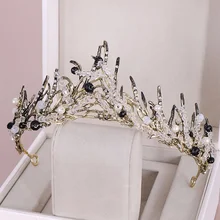 FORSEVEN женский головной убор для девочек на день рождения хрустальные бусины Диадемы Корона для невесты Свадебная вечеринка украшения для волос